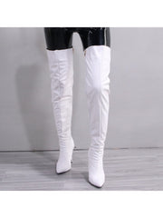 Solid Color Zipper Stiletto Knee-High Boots