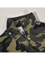 Camouflage Woven Long Sleeve Cropped Jackets