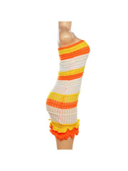 Colorblock Knitting Strapless Dresses