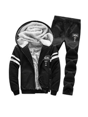 Winter Thickened Fleece Two Piece Mens Set Casual
