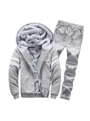 Winter Thickened Fleece Two Piece Mens Set Casual