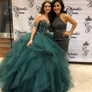 Princess Ball Gown Quinceanera Dresses 2021 Sweetheart Off Shoulder Appliques Sequins Beads Pageant Party Sweet 15 Dress Tiered