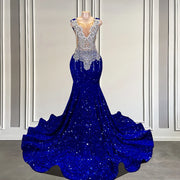 Royal Blue Diamond Sparkle Prom Dress