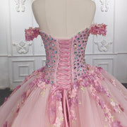 Romantic Quinceanera Dresses Ball Gown Sequined Vestidos De 15 Años 2023 Pink Sweetheart Quince vestido de niña de las flores