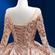 Gorgeous Long One-Piece Dress Gown 2022 Organza Ball Gown o-Neck Evening Dresses Sequined Beading RSM222202 Vestidos De Fiesta