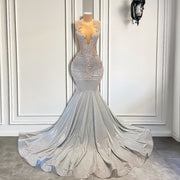 Silver Diamond Mermaid Prom Dress 2023