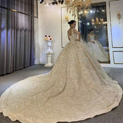 Luxury Wedding Dresses For Women Organza Ball Gown Square Collar Wedding Suits For Women Crystal Appliques SS05 Robe De Mariée