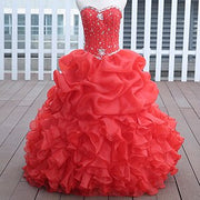 Real Photos Organza Ruffled Lime Green Dress for 15 Years Diamond Beaded Ball Gown Quinceanera Dresses In Stock DH9929