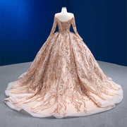 Gorgeous Long One-Piece Dress Gown 2022 Organza Ball Gown o-Neck Evening Dresses Sequined Beading RSM222202 Vestidos De Fiesta