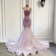 Long Sparkly Prom Dresses 2023 New Arrival Sexy Sheer Top Sexy White Mermaid Style Prom Formal Gowns