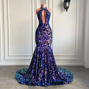 Long Sparkly Prom Dresses 2023 Sexy Mermaid Style Backless Velvet Sequin Prom Gala Gowns For Party