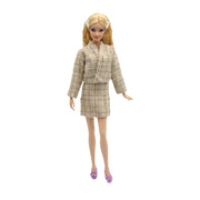 For 12in Barbie Doll Small Fragrance Women's Suit Black Plaid Coat Skirt Doll Clothes Accessories Dress up Toys for Girls Gift