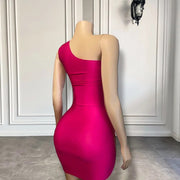 Hot Pink Beaded Applique Cocktail Dress