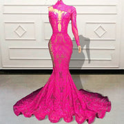 Pink Sequin Mermaid Prom Dress 2024
