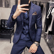 Lattice Retro Design Mens Casual Business Slim Suit Groom Wedding Dress Tuxedo ( Jacket+ Vest + Pants)