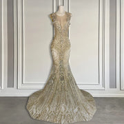 Golden Sequin Luxury Mermaid Prom Dress