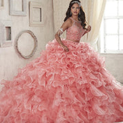Pink Organza Two-Piece Quinceañera Dress