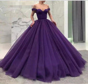 CloverBridal Off-The-Shoulder Purple Tulle Quinceanera Dresses vestidos de quinceañera de 15 Cinderella Birthday Gown WQ9811