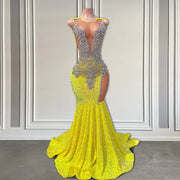 Yellow Sequin Luxury Prom Dress