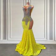 Yellow Sequin Luxury Prom Dress