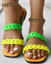 Ombre Chain Strap Casual Slippers
