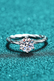 1 Carat Moissanite 6-Prong Twisted silver Ring