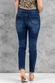 Dark Blue High Waisted Buttons Jeans