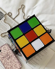 Colorblock Chain Strap Cube Hanbag