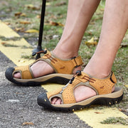 Genuine Leather Men Sandals Summer New Large Size Men's Sandalias Non-slip Outdoor Beach Shoes Fashion Sandals Man Shoe Slippers