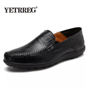 VANCAT Big Size 37-46 Slip On Casual Men Loafers Spring And Autumn Mens moccasins Shoes Genuine Leather Men's Flats Shoes