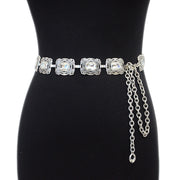 Ladies Belt Casual Vintage Carved Decorative Acrylic Crystal Metal Chain Waist Chain