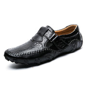 Men Casual Shoes Luxury Brand Summer Genuine Leather Mens Loafers Moccasins Out Breathable Slip on Black Driving Shoes 2022