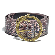 Women Snake Skin Leather Belt Fashion O-Ring Soft Faux Leather Waist Belts