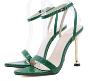 Eilyken 2022 New Ankle Strap Green Women&#39;s High Heels 11CM Sandals Pointed Toe Female Party Shoes Sandalias de mujer